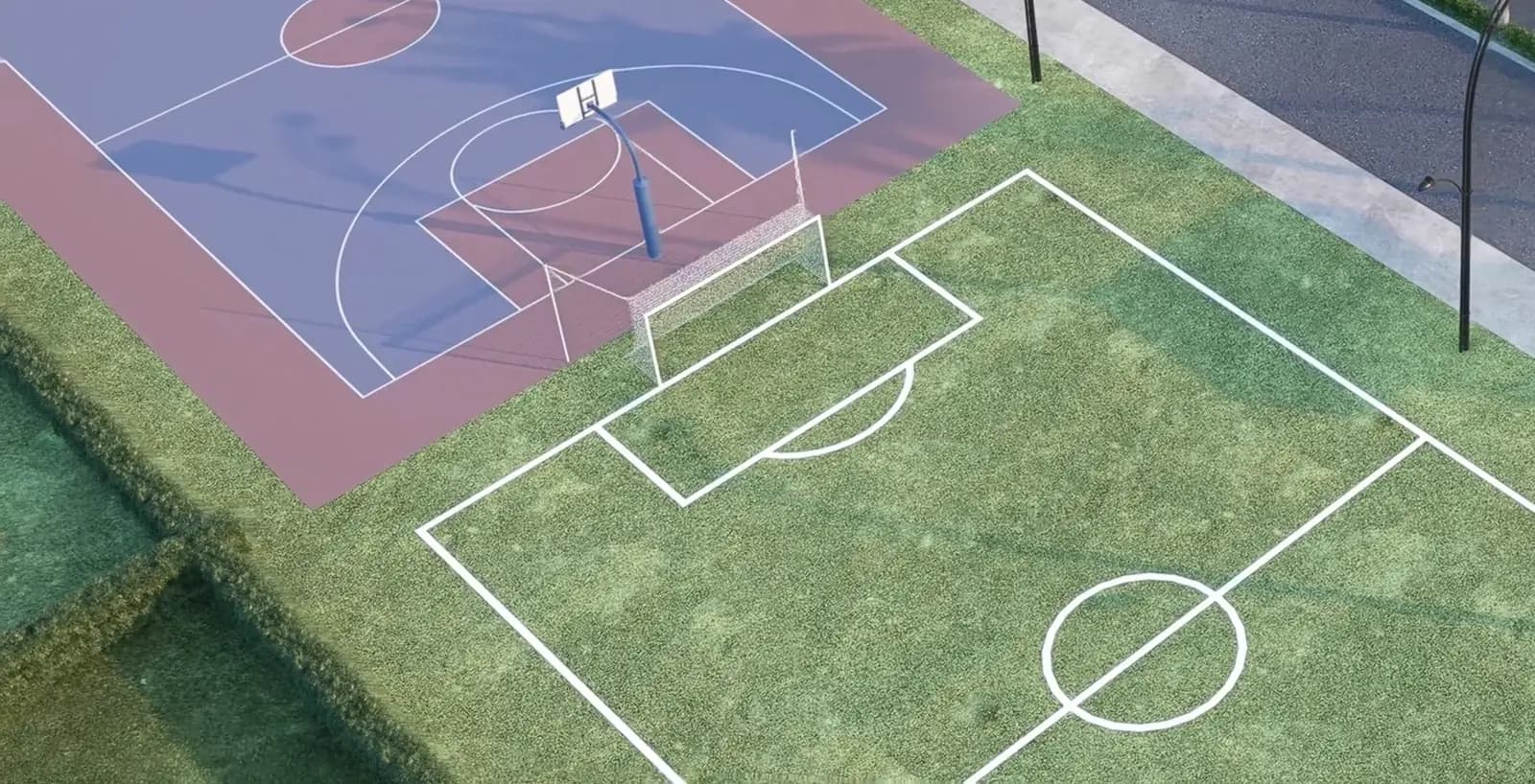 3D render of the football pitch at Orange County, Balogun, Oyo