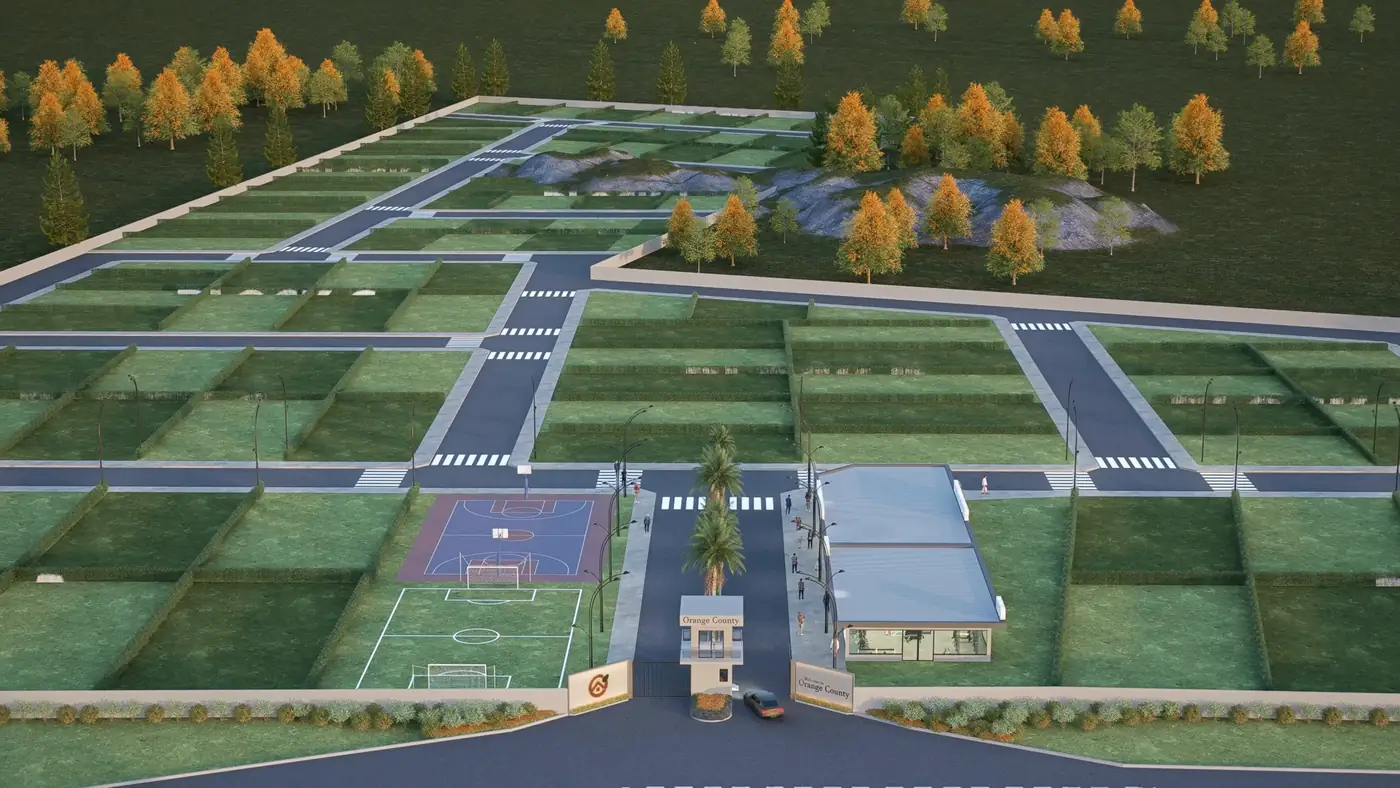 3D render of the estate from the air at Orange County, Balogun, Oyo