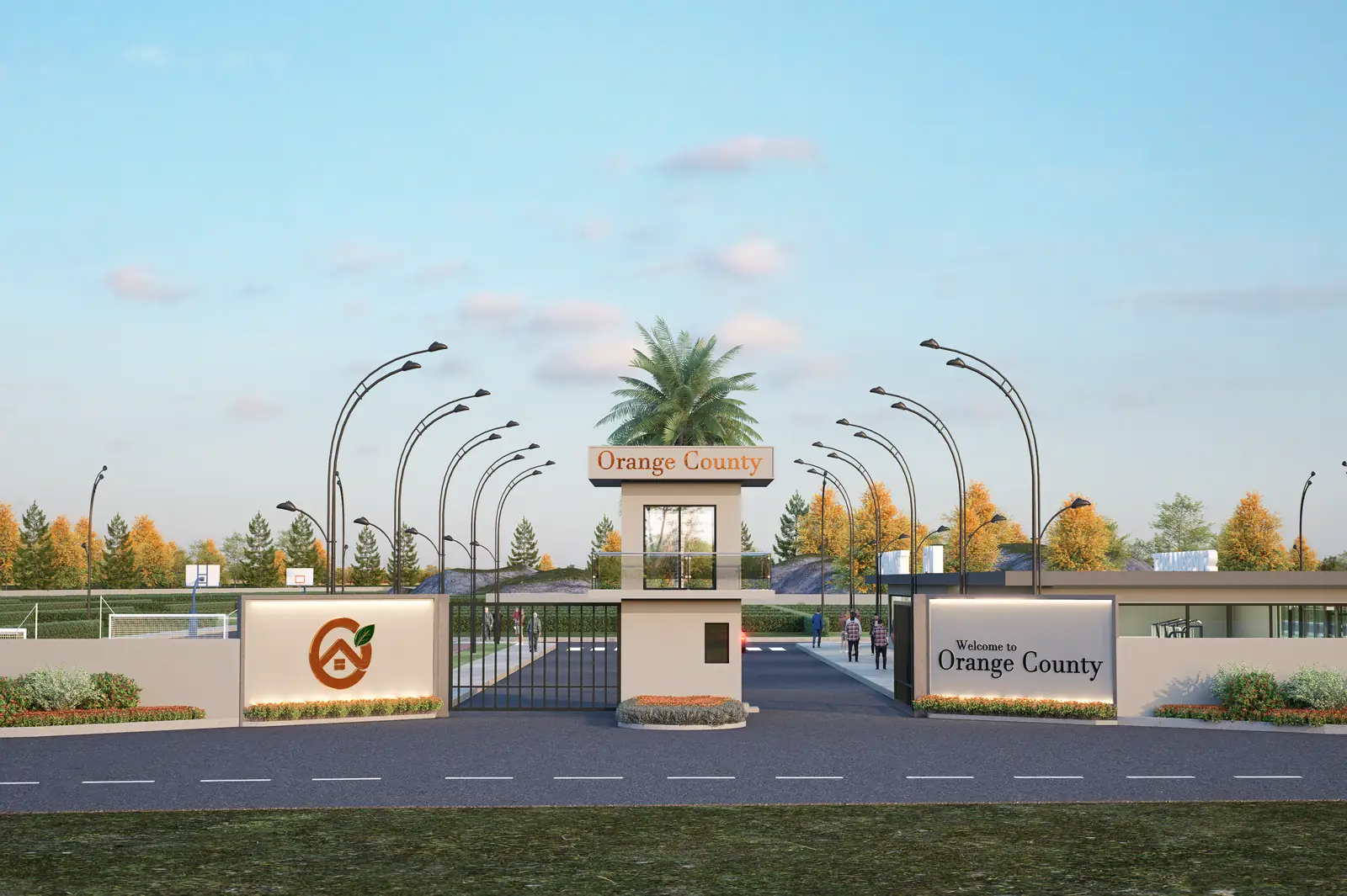 3D render of the entrance gate at Orange County, Balogun, Oyo