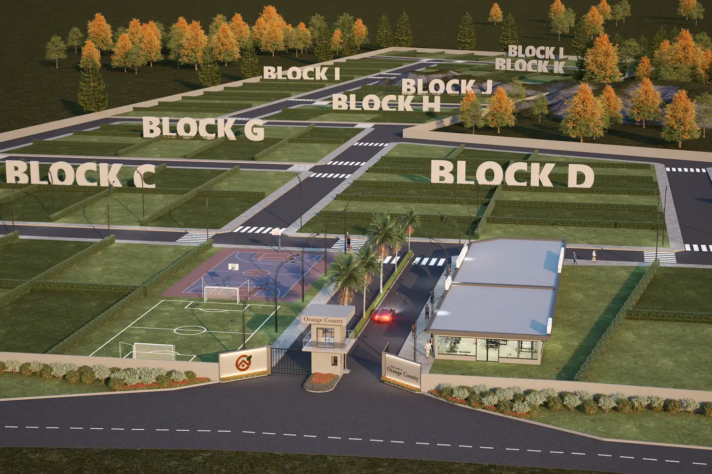 3D render of the planned blocks at Orange County, Balogun, Oyo