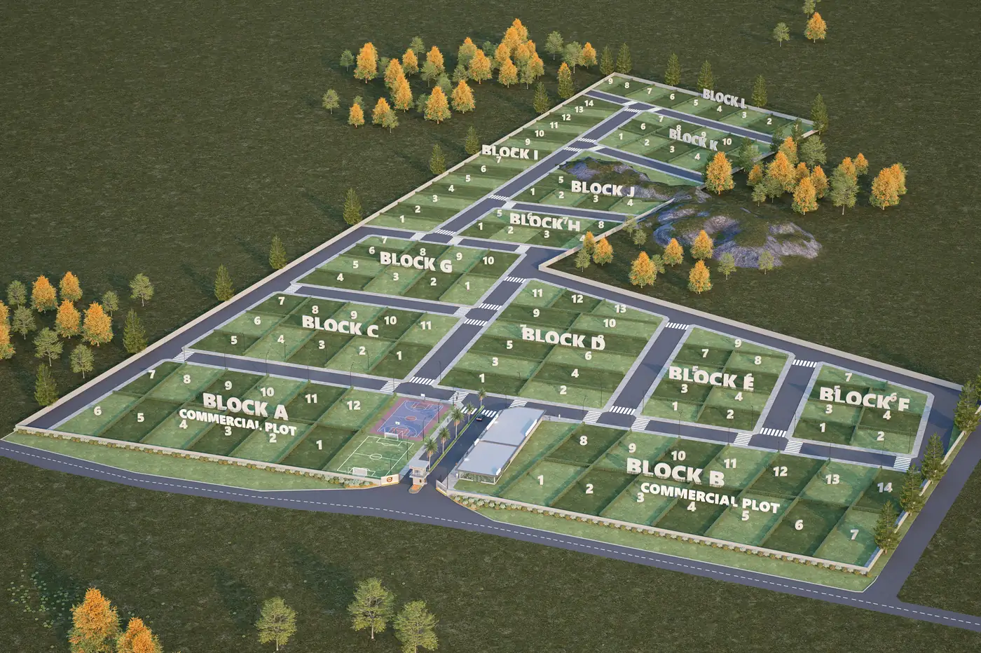 3D render of the masterplan at Orange County, Balogun, Oyo