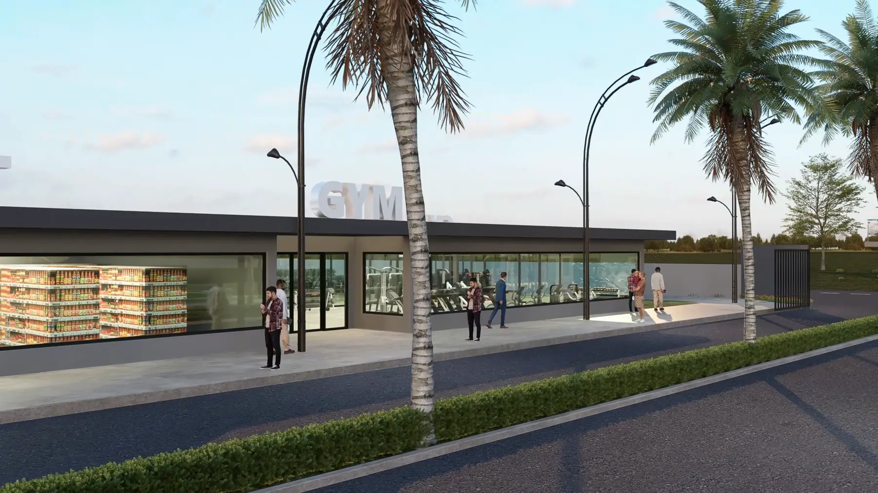 3D render of the commercial frontage at Orange County, Balogun, Oyo