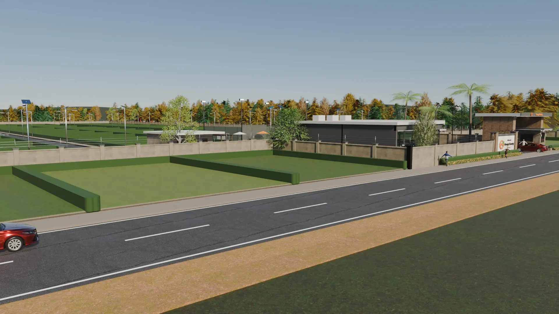 3D render of the commercial plots facing the expressway at Orange County, Epe
