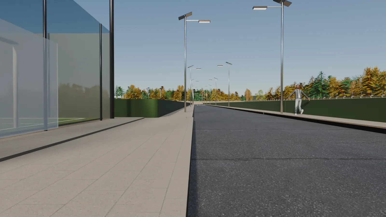 3D render of a kerbed, drained road at Orange County, Epe