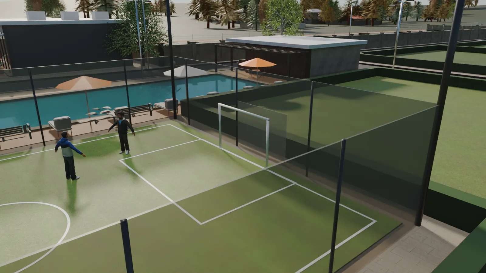 3D render of the football pitch at Orange County, Epe