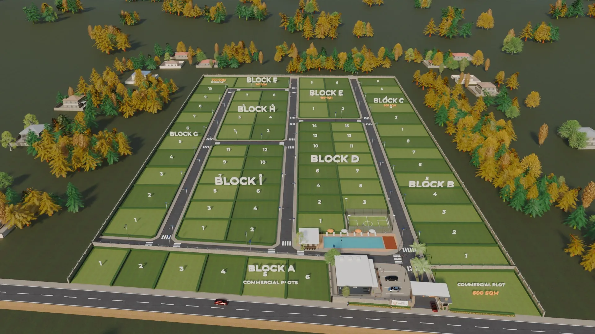 3D render of Orange County, Epe, from the expressway