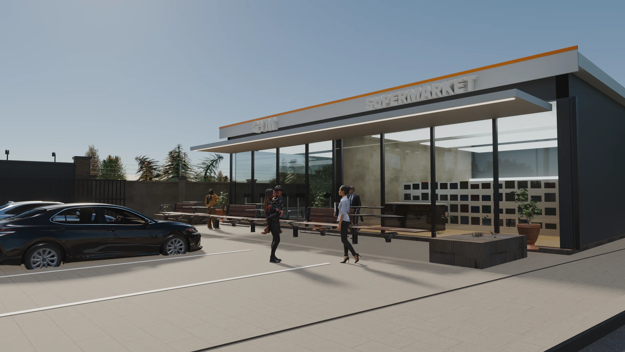 3D render of the supermart at Orange County, Epe
