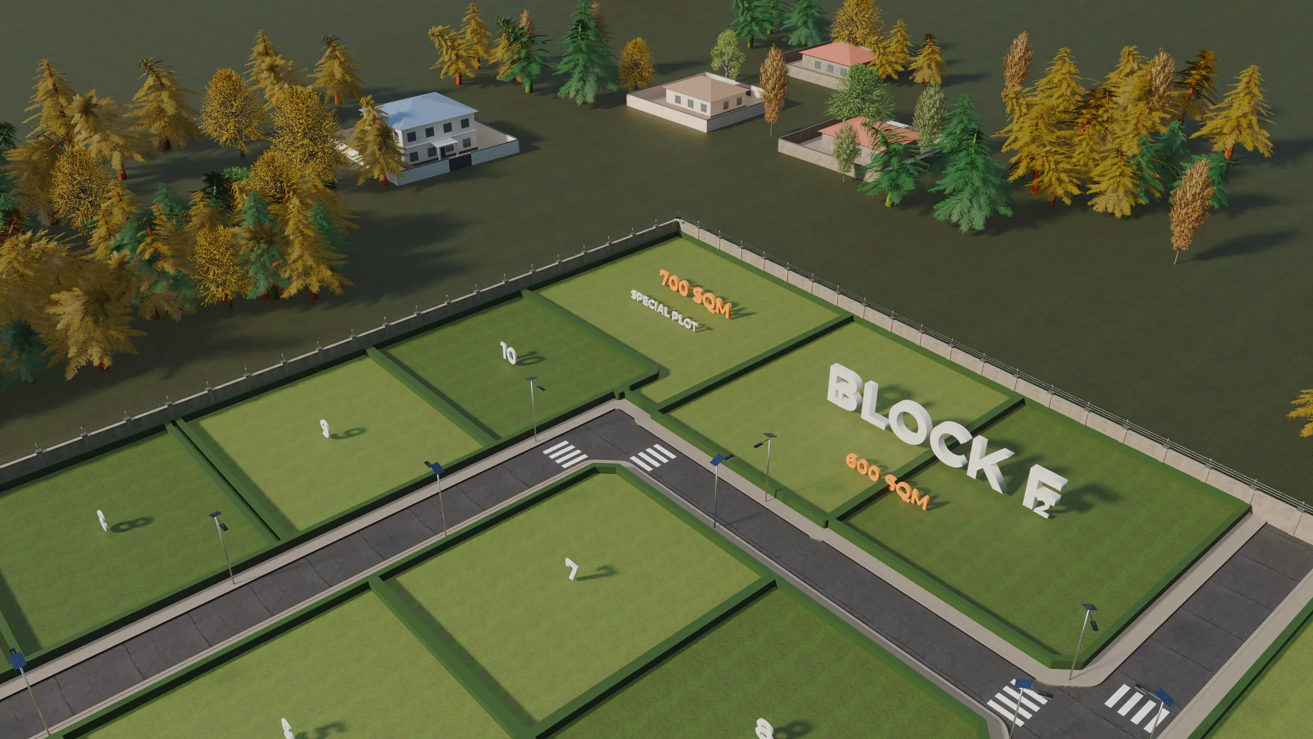 3D render of the special 700 sqm plot at Orange County, Epe