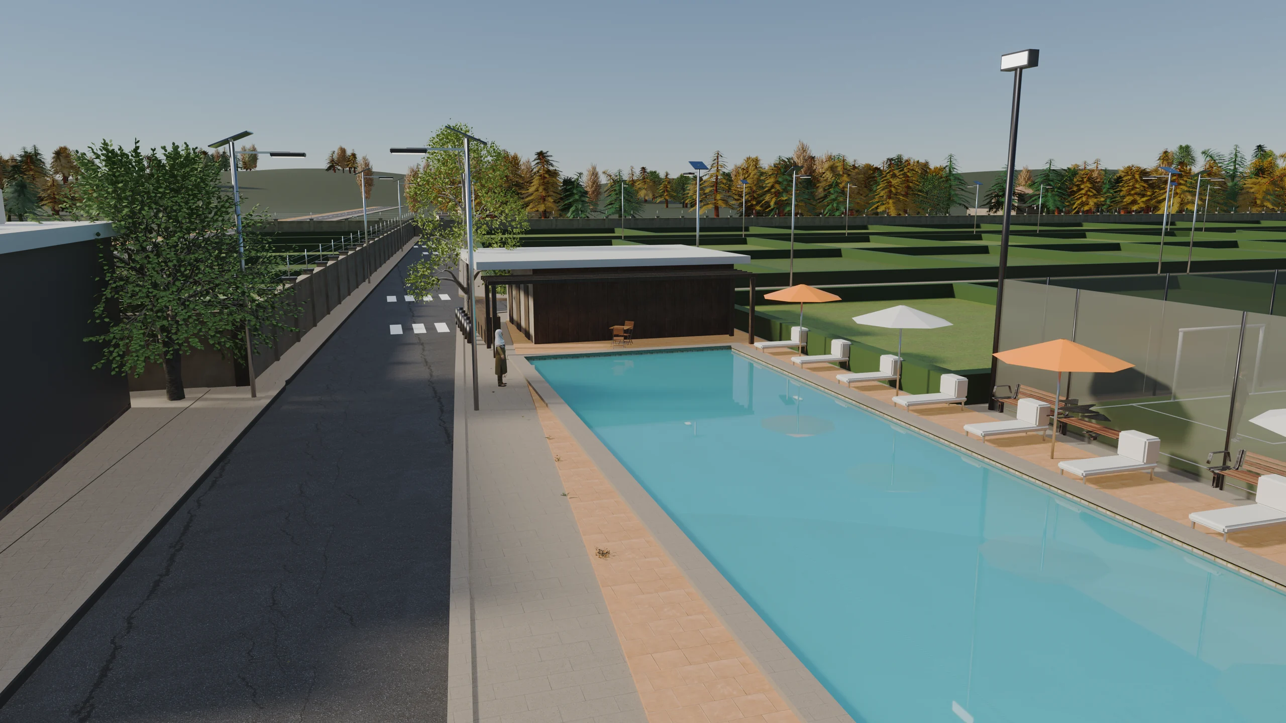 3D render of the swimming pool at Orange County, Epe