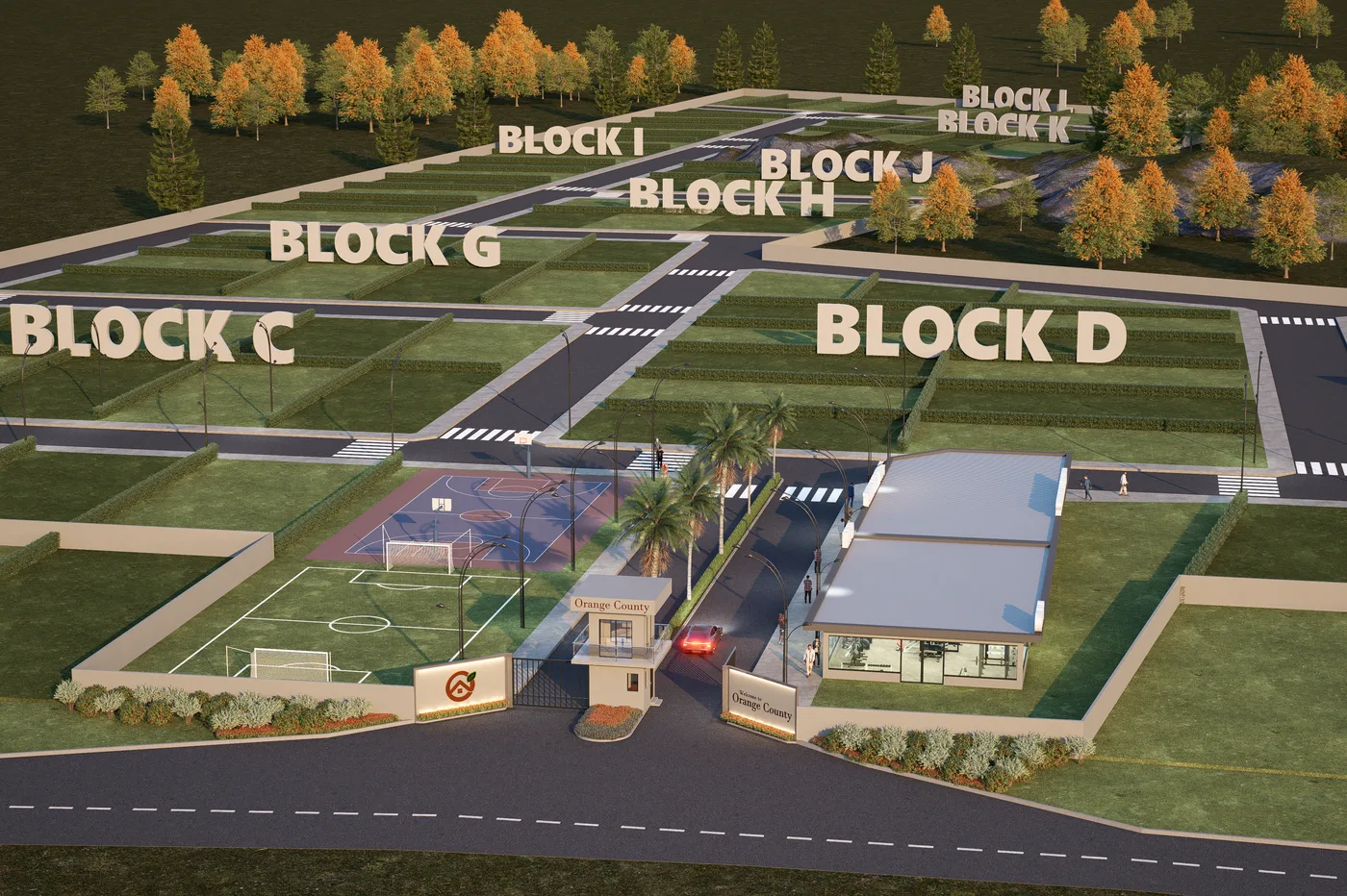 3D render of the planned blocks at Orange County, Balogun, Oyo