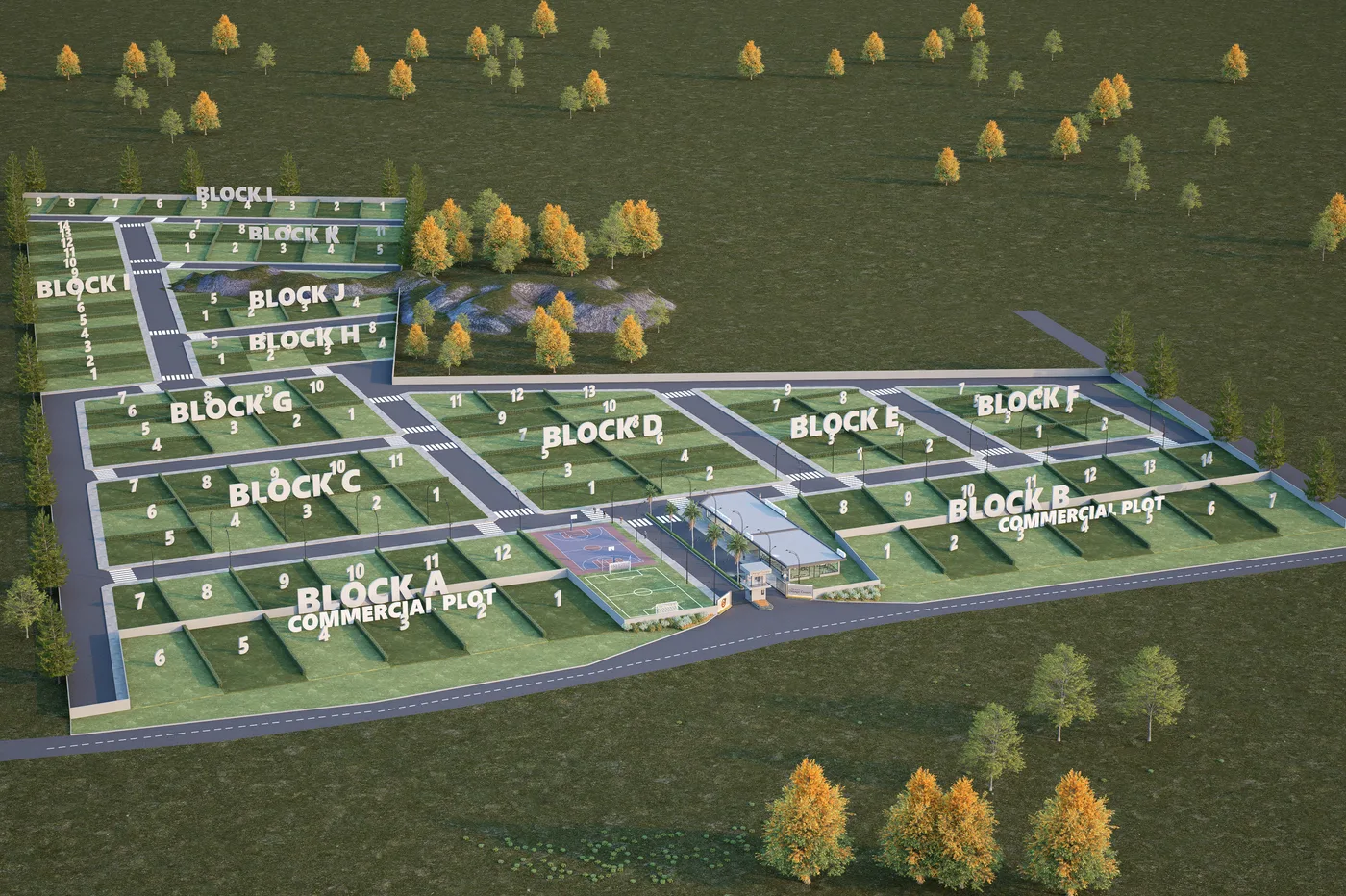 3D render of the masterplan at Orange County, Balogun, Oyo